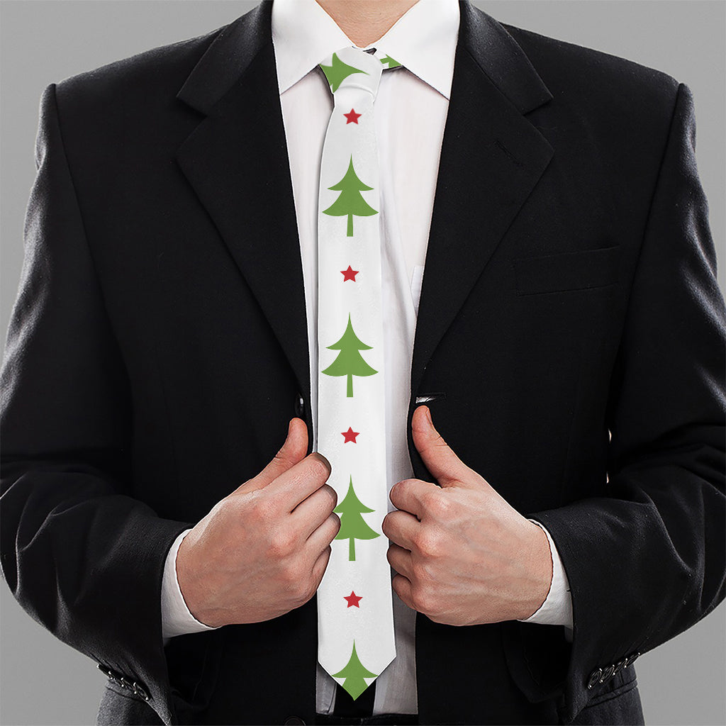 Christmas Tree And Star Pattern Print Necktie