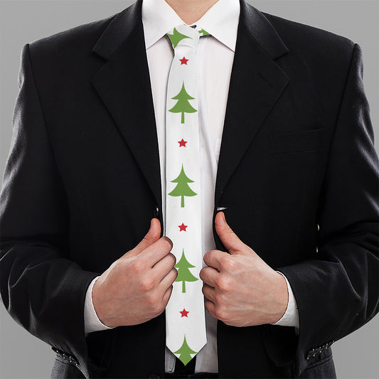 Christmas Tree And Star Pattern Print Necktie