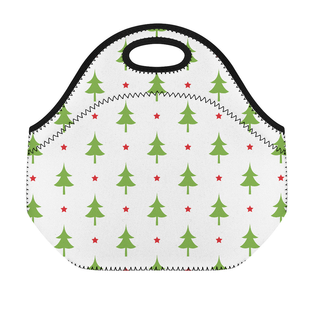Christmas Tree And Star Pattern Print Neoprene Lunch Bag