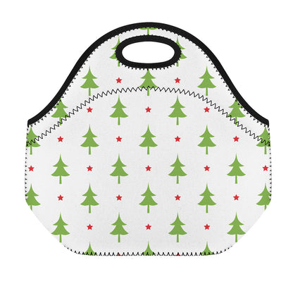 Christmas Tree And Star Pattern Print Neoprene Lunch Bag
