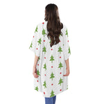 Christmas Tree And Star Pattern Print Open Front Beach Cover Up