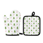 Christmas Tree And Star Pattern Print Oven Mitt And Pot Holder Set