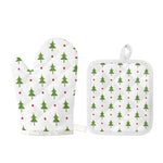 Christmas Tree And Star Pattern Print Oven Mitt And Pot Holder Set