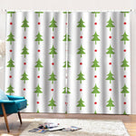 Christmas Tree And Star Pattern Print Pencil Pleat Curtains