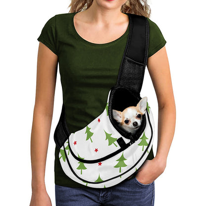 Christmas Tree And Star Pattern Print Pet Sling Carrier