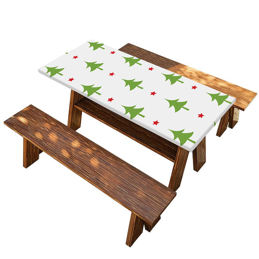 Christmas Tree And Star Pattern Print Picnic Table Cover