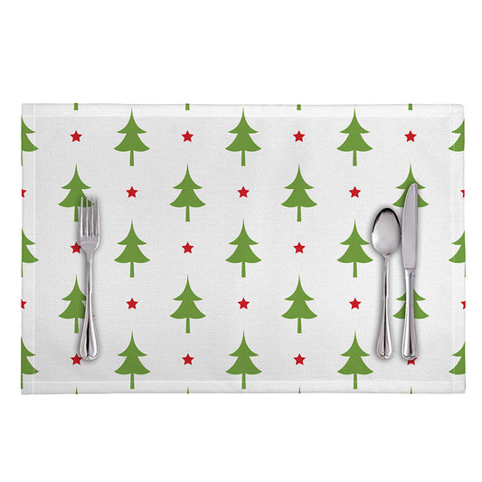 Christmas Tree And Star Pattern Print Placemat
