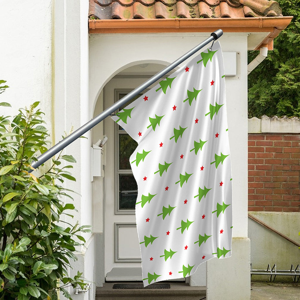 Christmas Tree And Star Pattern Print Polyester Flag