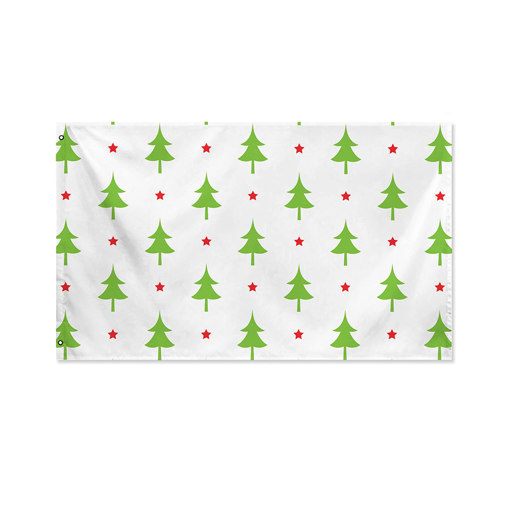 Christmas Tree And Star Pattern Print Polyester Flag