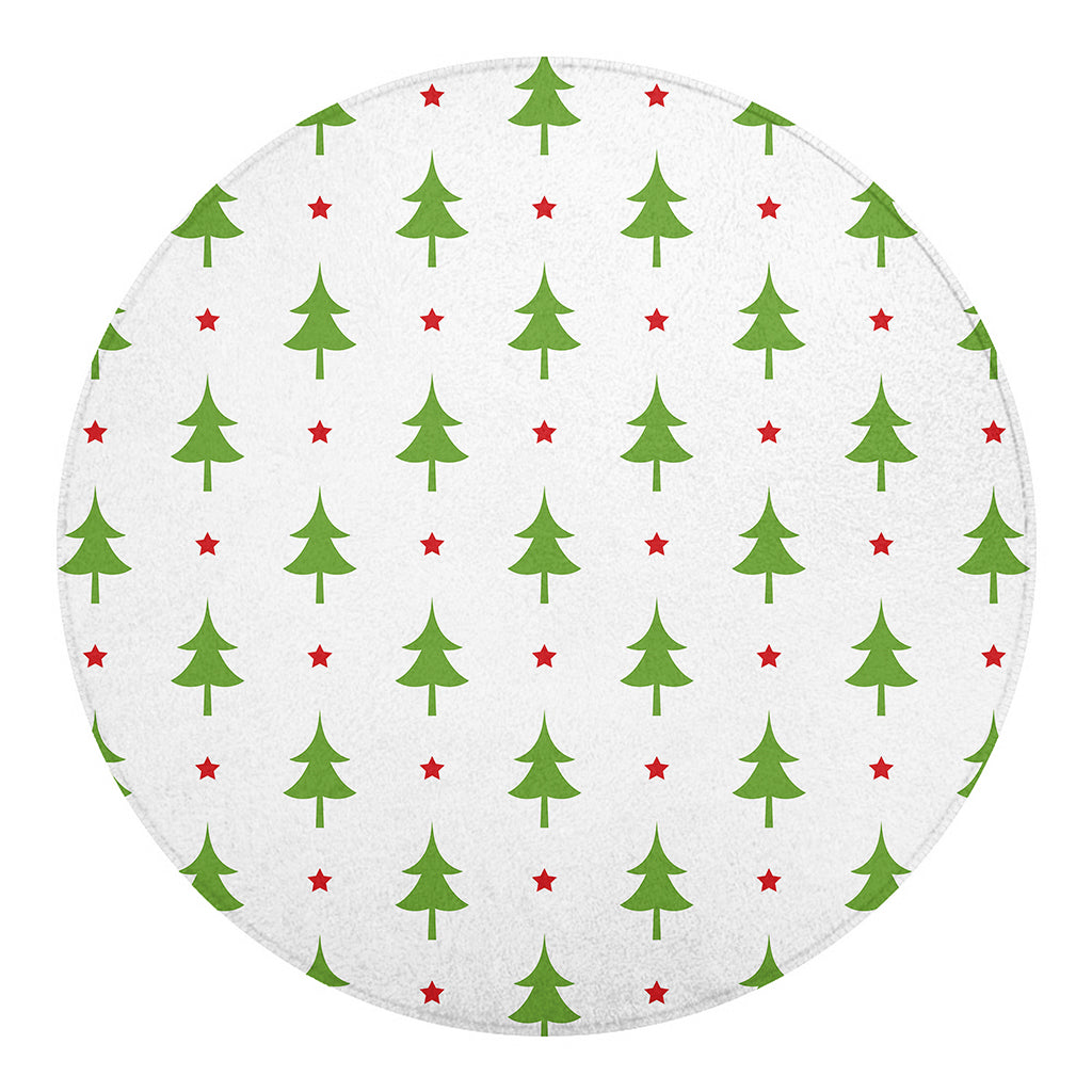 Christmas Tree And Star Pattern Print Round Blanket
