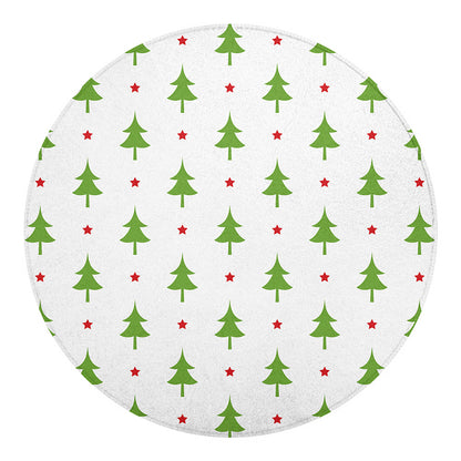 Christmas Tree And Star Pattern Print Round Blanket
