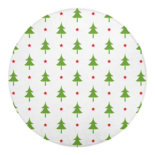 Christmas Tree And Star Pattern Print Round Blanket