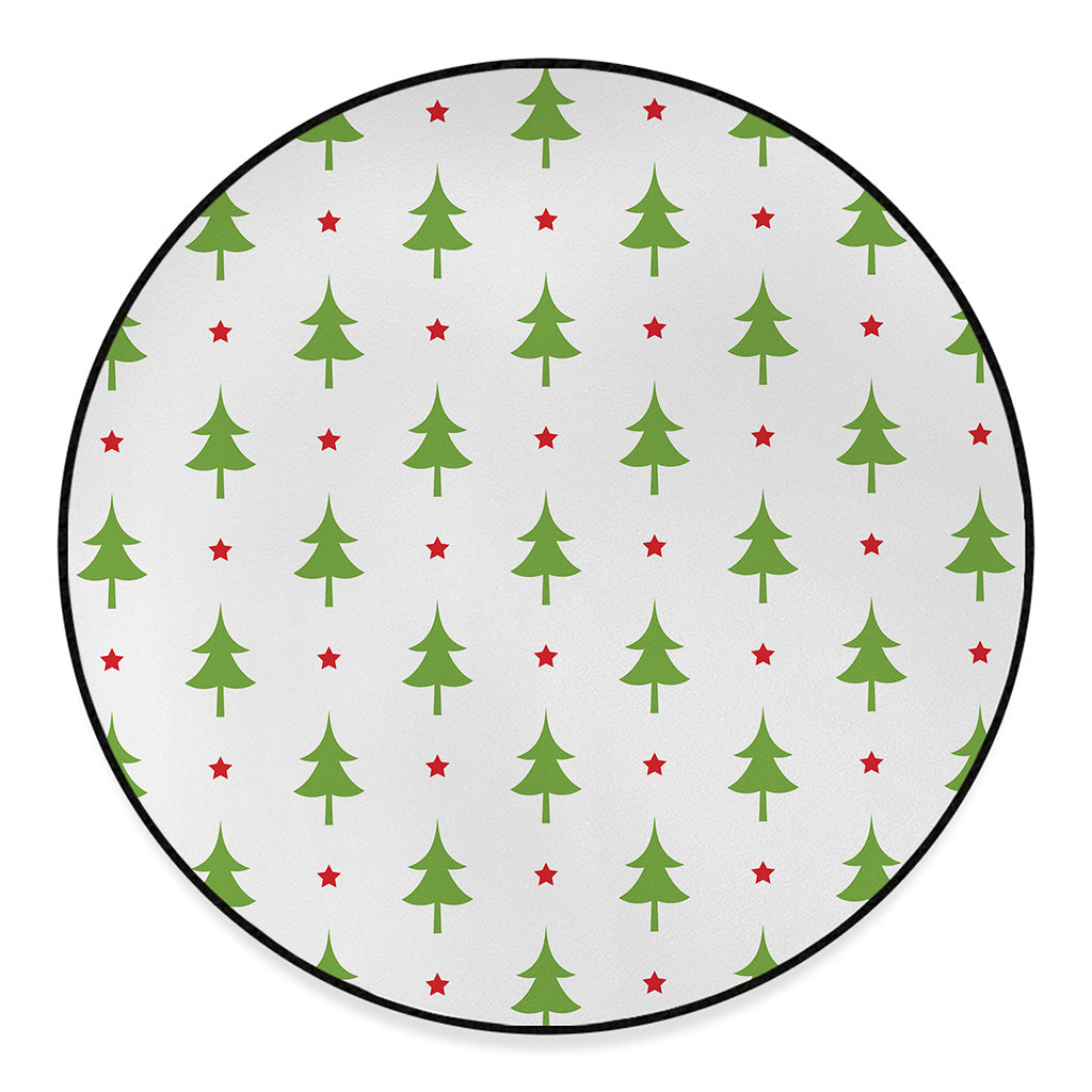 Christmas Tree And Star Pattern Print Round Floor Mat