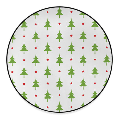 Christmas Tree And Star Pattern Print Round Floor Mat