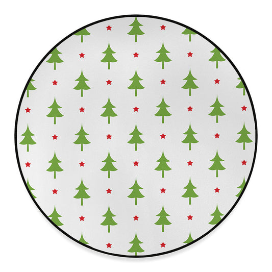 Christmas Tree And Star Pattern Print Round Floor Mat