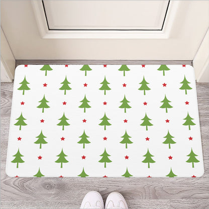 Christmas Tree And Star Pattern Print Rubber Doormat