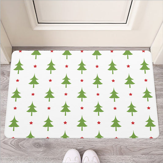 Christmas Tree And Star Pattern Print Rubber Doormat