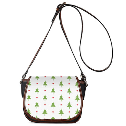 Christmas Tree And Star Pattern Print Saddle Bag