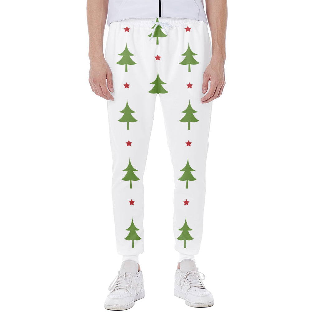 Christmas Tree And Star Pattern Print Scuba Joggers