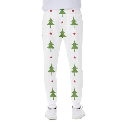 Christmas Tree And Star Pattern Print Scuba Joggers