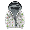 Christmas Tree And Star Pattern Print Sherpa Lined Zip Up Hoodie