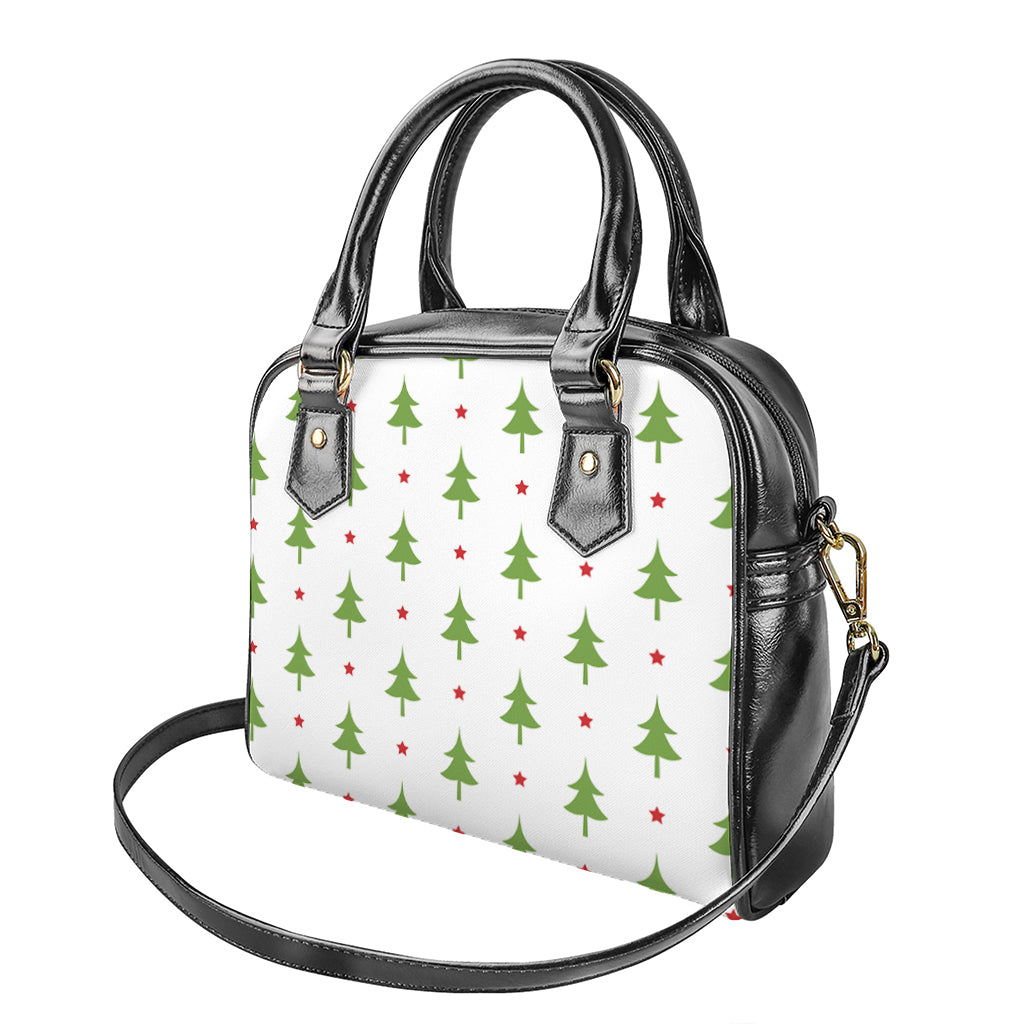 Christmas Tree And Star Pattern Print Shoulder Handbag