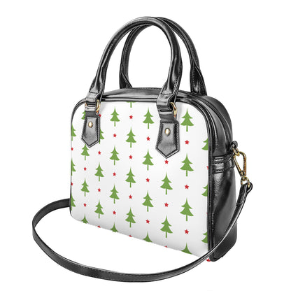 Christmas Tree And Star Pattern Print Shoulder Handbag