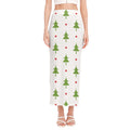Christmas Tree And Star Pattern Print Side Slit Maxi Skirt