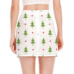 Christmas Tree And Star Pattern Print Side Slit Mini Skirt