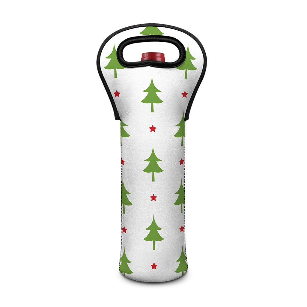 Christmas Tree And Star Pattern Print Single Neoprene Wine Tote