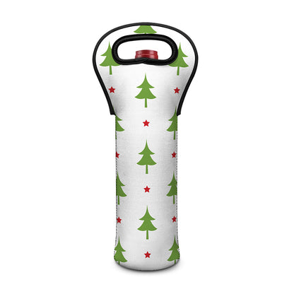 Christmas Tree And Star Pattern Print Single Neoprene Wine Tote