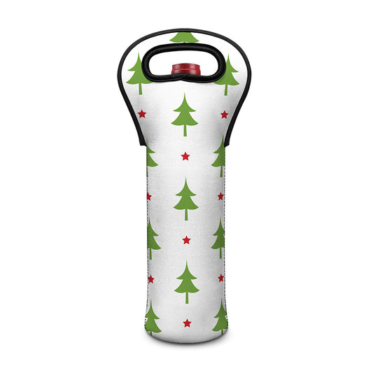 Christmas Tree And Star Pattern Print Single Neoprene Wine Tote