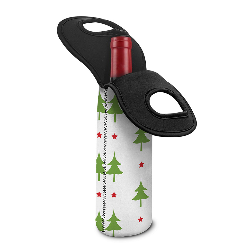 Christmas Tree And Star Pattern Print Single Neoprene Wine Tote