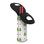 Christmas Tree And Star Pattern Print Single Neoprene Wine Tote