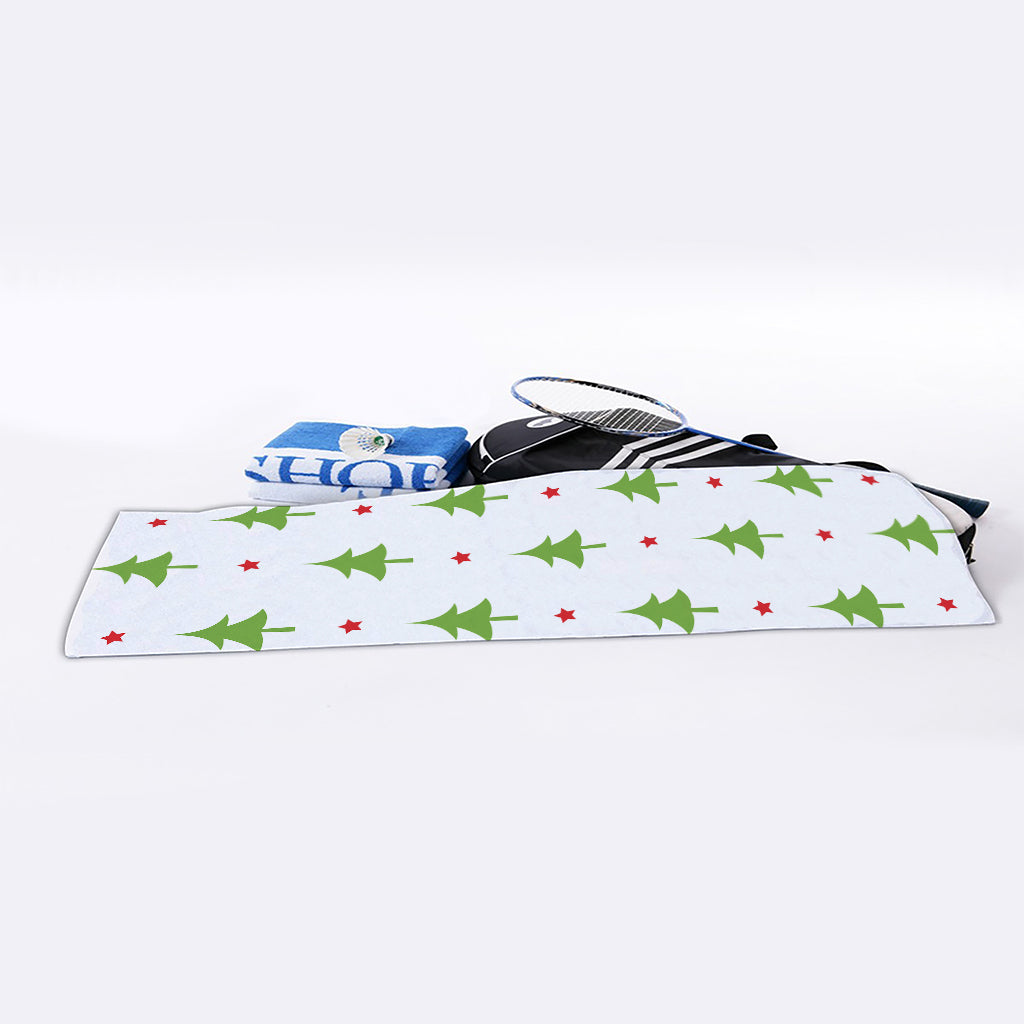 Christmas Tree And Star Pattern Print Sports Towel