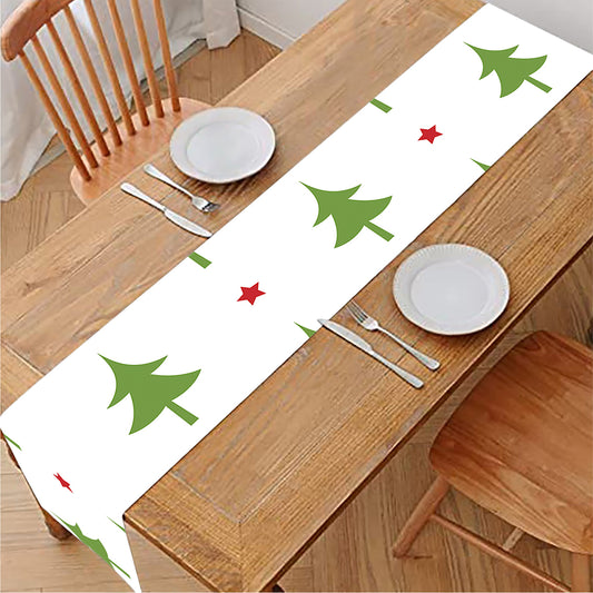 Christmas Tree And Star Pattern Print Table Runner
