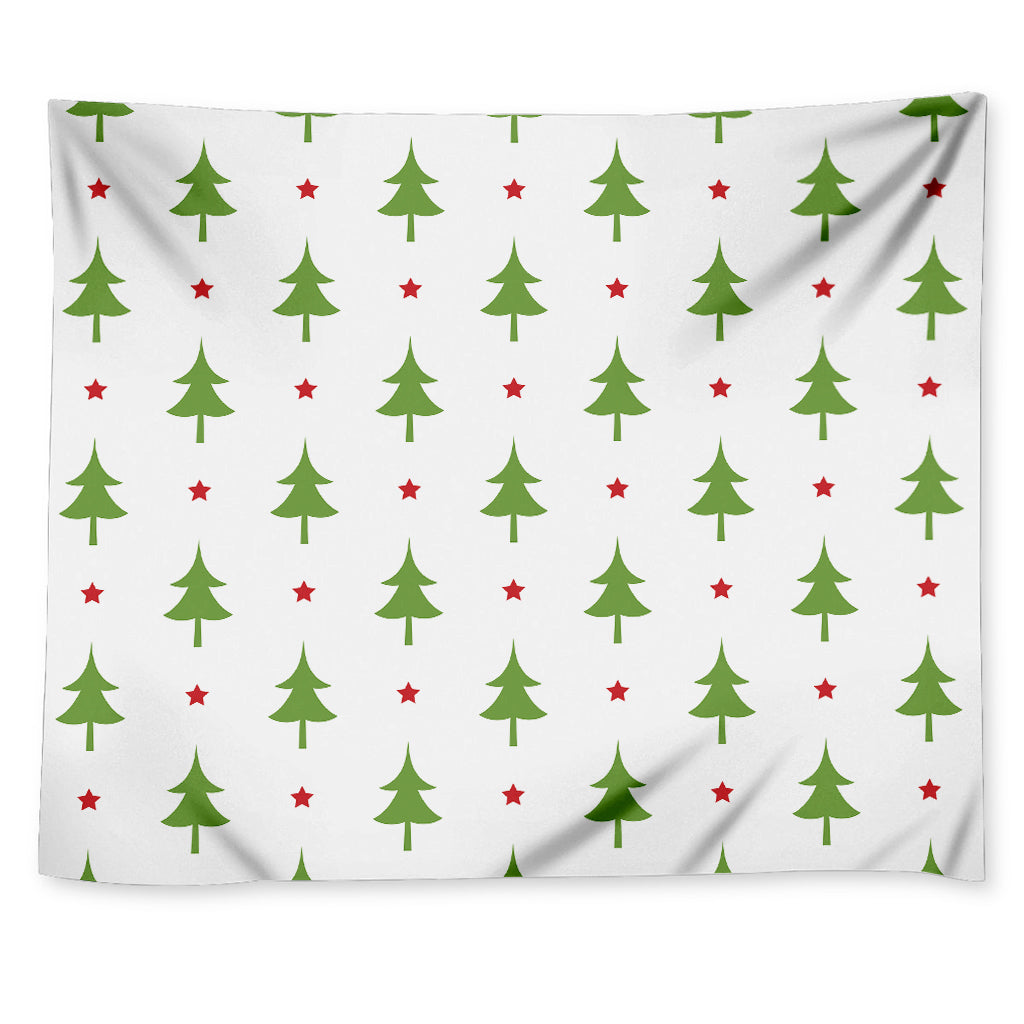 Christmas Tree And Star Pattern Print Tapestry