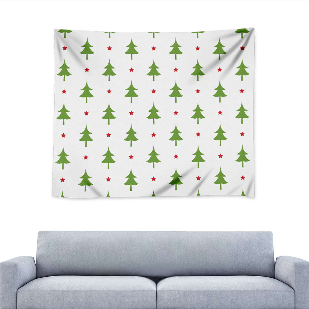 Christmas Tree And Star Pattern Print Tapestry