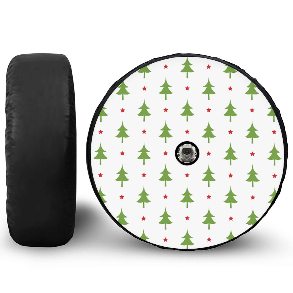 Christmas Tree And Star Pattern Print Tire Cover With Camera Hole