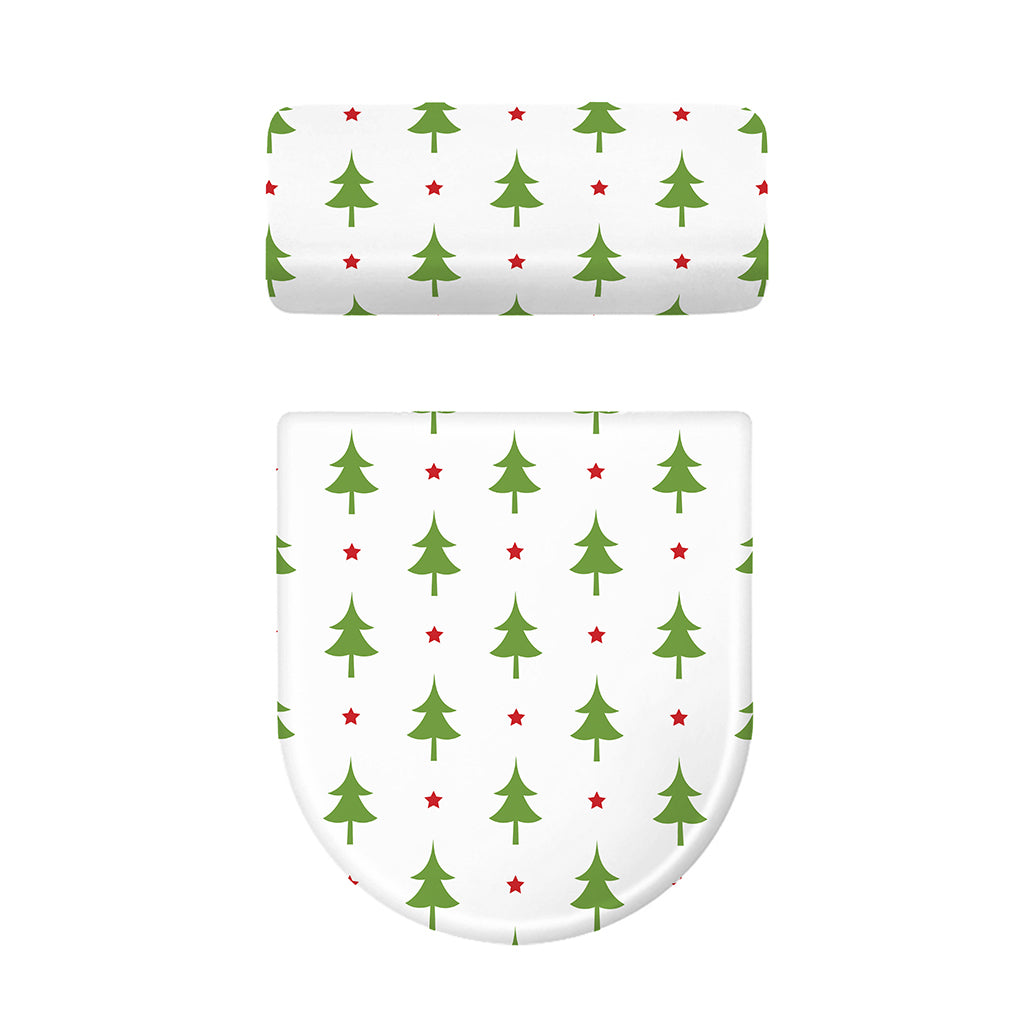 Christmas Tree And Star Pattern Print Toilet Lid And Tank Cover Set