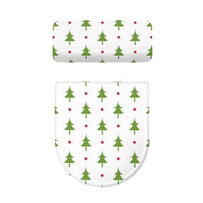 Christmas Tree And Star Pattern Print Toilet Lid And Tank Cover Set