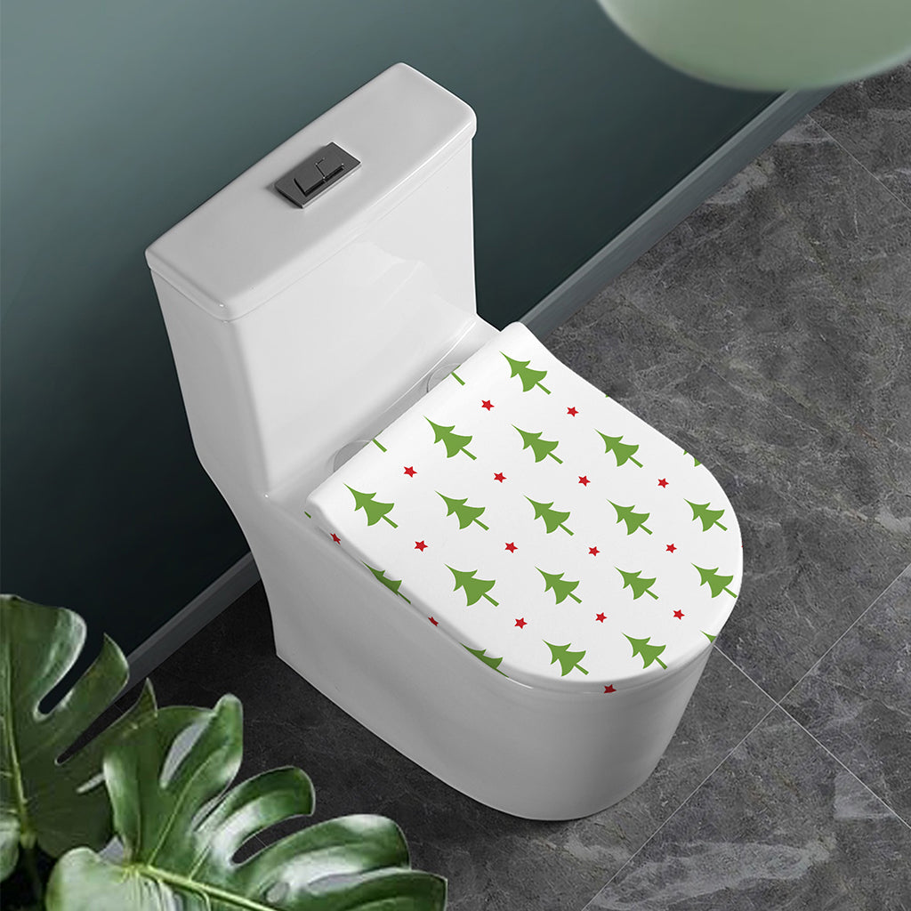 Christmas Tree And Star Pattern Print Toilet Lid Cover