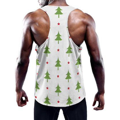 Christmas Tree And Star Pattern Print Training Tank Top