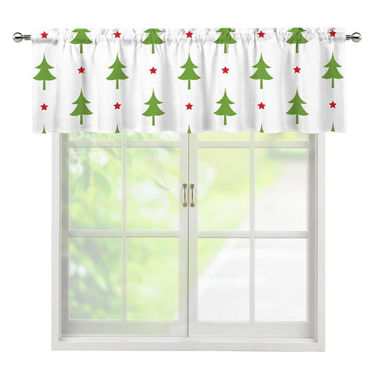 Christmas Tree And Star Pattern Print Window Valance