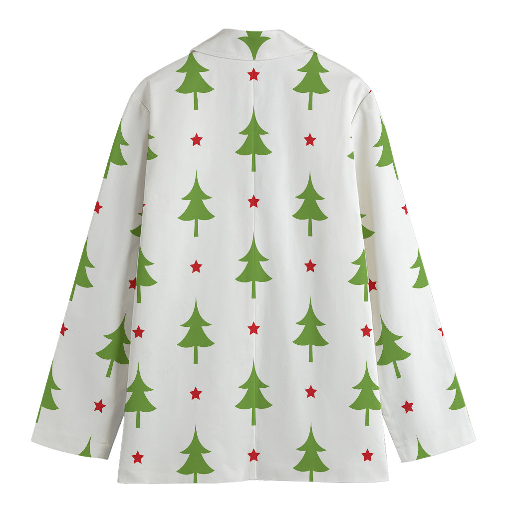 Christmas Tree And Star Pattern Print Women's Cotton Blazer
