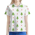 Christmas Tree And Star Pattern Print Women's Polo Shirt