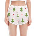 Christmas Tree And Star Pattern Print Women's Split Running Shorts