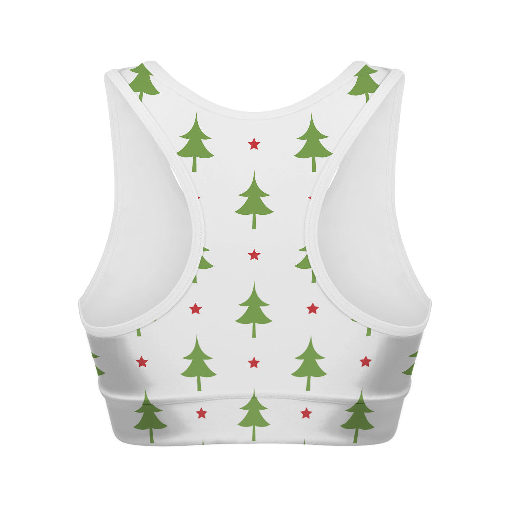 Christmas Tree And Star Pattern Print Women's Sports Bra