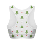 Christmas Tree And Star Pattern Print Women's Sports Bra