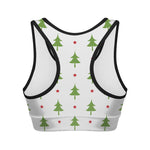 Christmas Tree And Star Pattern Print Women's Sports Bra